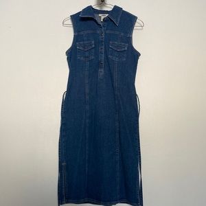 Old Navy Denim Dress Blue Snap Sleeveless Collar Size 2